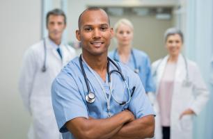 Ambulatory nurses in hallway